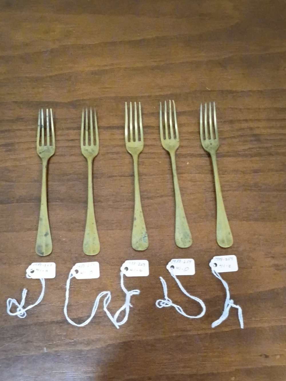 Brass Dessert Forks, Set Of 5 - Vintage!